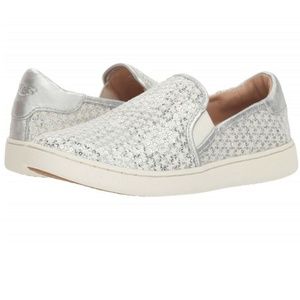 Ugg Cas Glitter Stars Silver Trainers - NEW